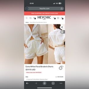 NWT Iris Maxi Esme White Floral Broderie Shorts